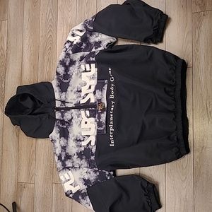 SURF STYLE Black Grey Cloud Pattern Polyester Mens XL Half‎ Zip Pullover Jacket